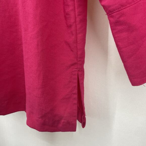 Ali Miles Size L Button Down Shirt Flowy Tunic Hot Pink Long Sleeve Relaxed Top - Picture 5 of 9
